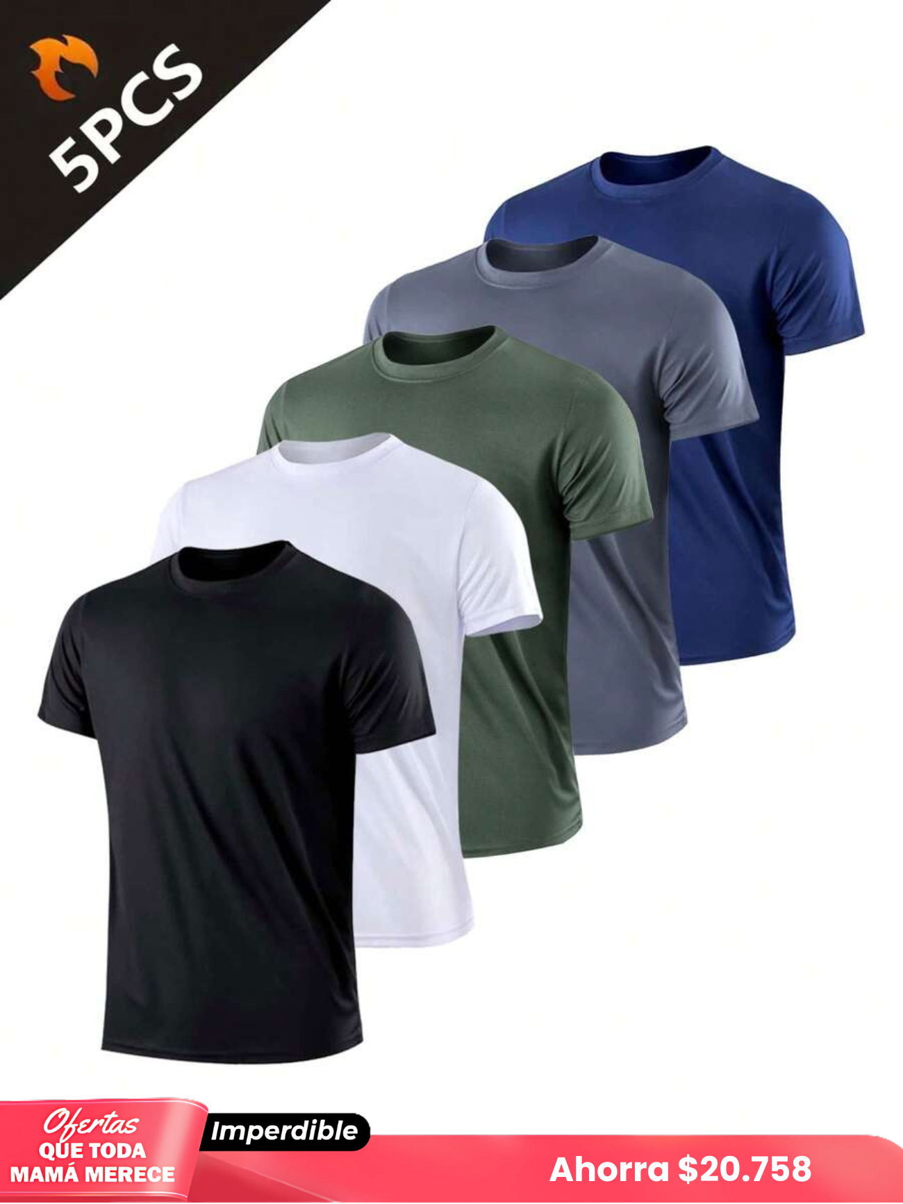Pack x 5 Camisetas Deportivas